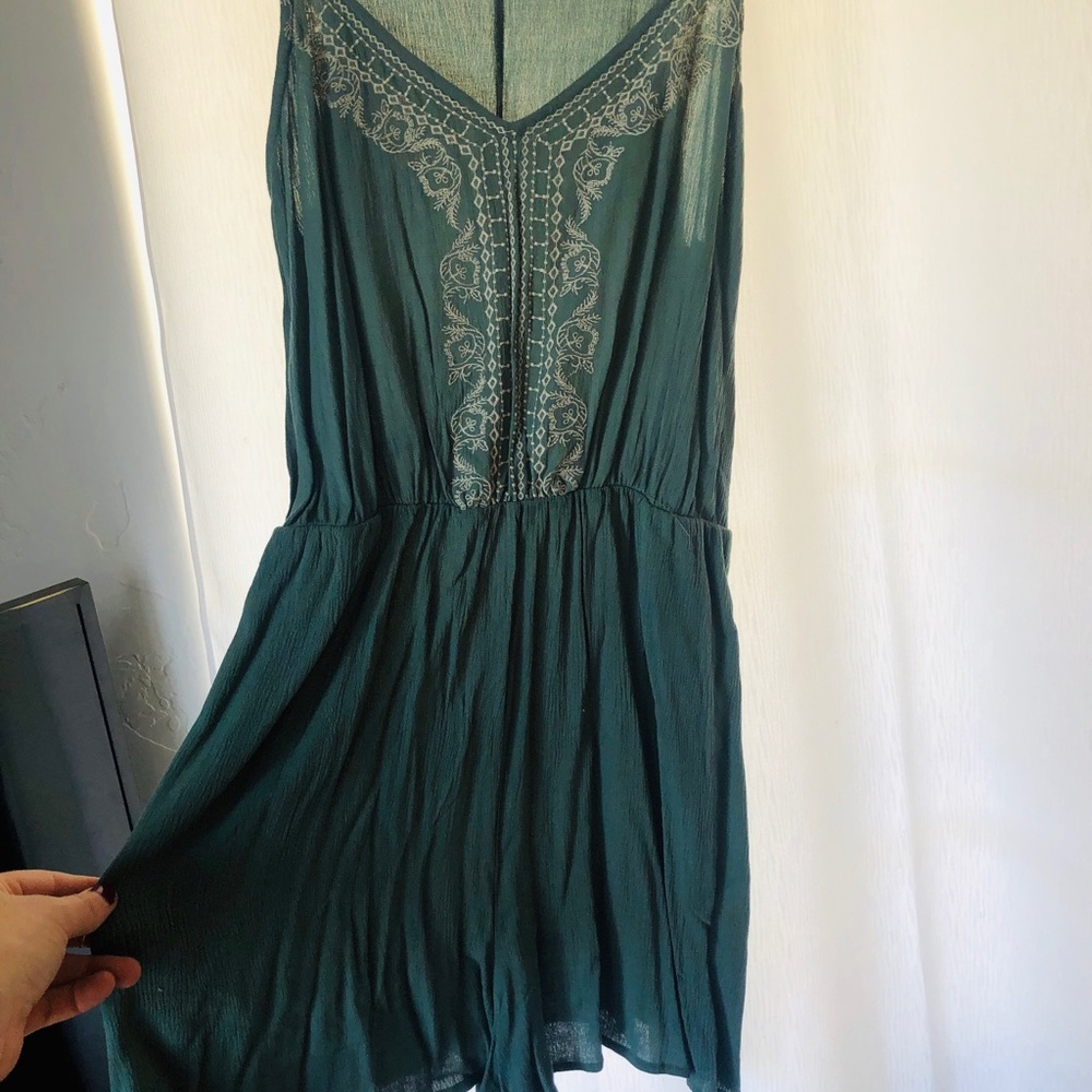 Annabelle - teal/green romper